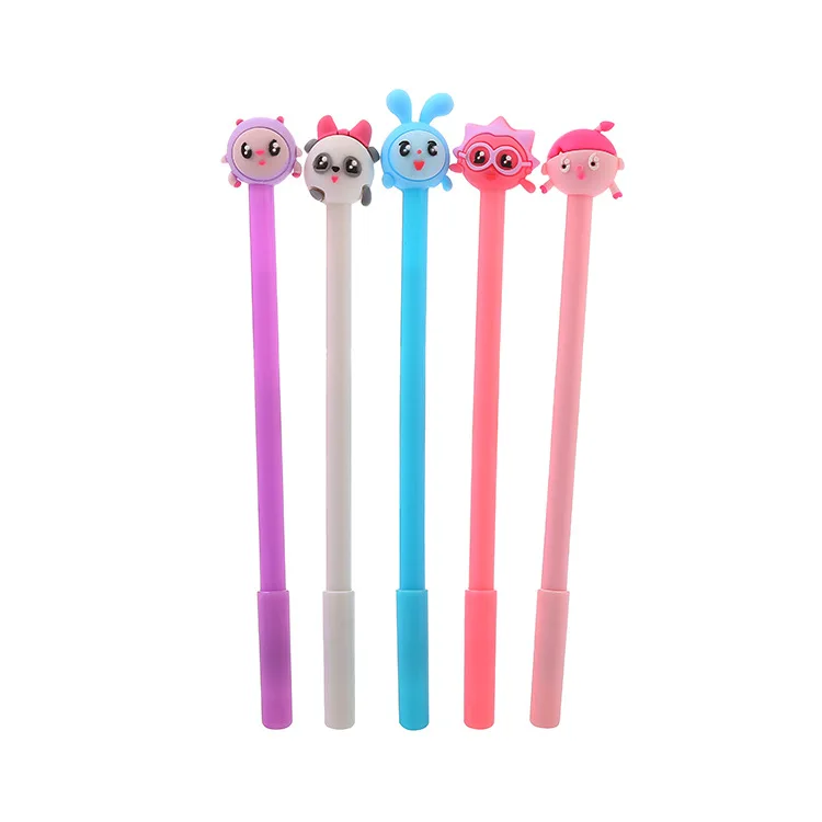 

48pcs/lot Cute cartoon animal silicone head gel pen creative learning stationery water pen office school supplies signature pen