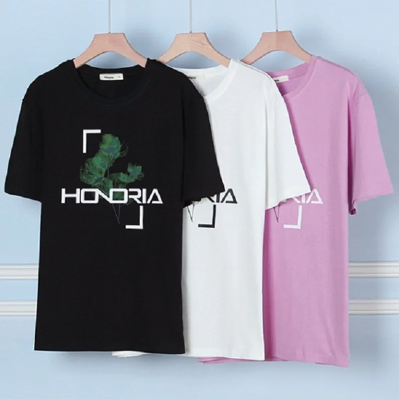 

Spring & Summer Fashion Women Short Sleeve Cotton Tops Letter Printed T-shirts