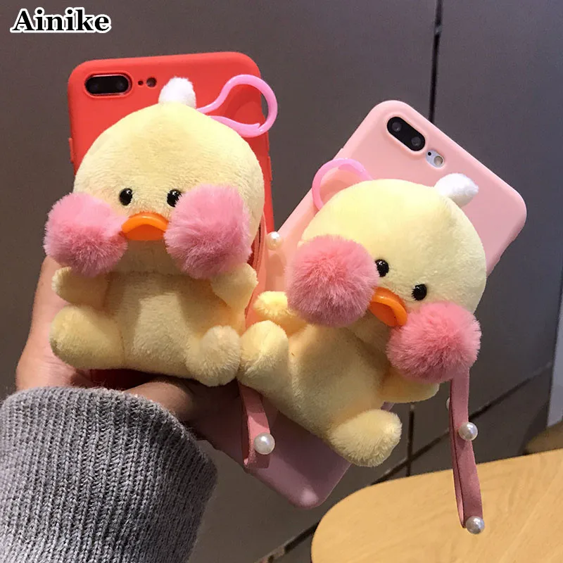 

Ainike Cute Animal Soft TPU Phone Case For iPhone X 5s SE 6S Plus 7Plus 8Plus XR XS MAX Lovely 3D Cartoon Duck Toy Doll Cover