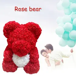 Прекрасный большая красная роза цветок медведь украшения-игрушки подарки на день Валентина 25 см J2Y