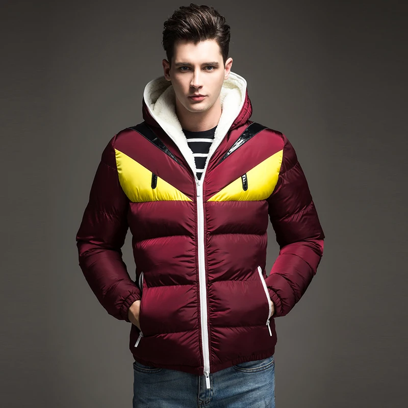 

2017 New Fashion Design Men's Winter Jacket Big Eye Contrast Cotton-padded Parka Puffer Hooded Down Coat Veste Homme Hiver