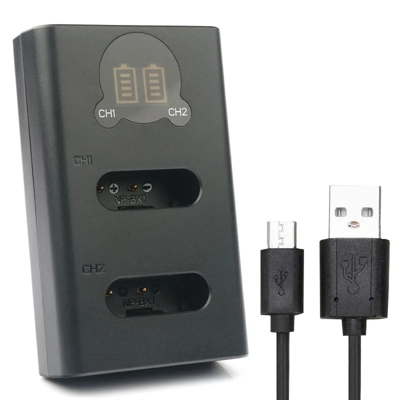 Двойное зарядное устройство USB для камеры с поддержкой Bluetooth Sony NP-BX1 NP BX1 WX350 WX500 HX400
