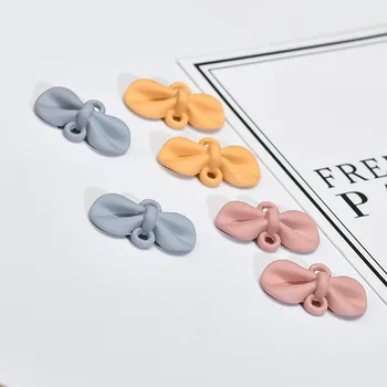 

Diy jewelry making 50pcs/lot Rubber paint double hanger bowknots shape alloy bow charms fit earring/bracelet/necklace pendants