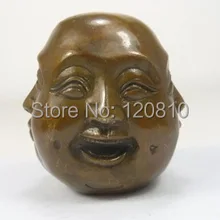 Старый ручная Тибет медь латунь 4 лицо эмоции статуя Будды