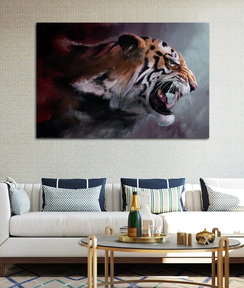Angry tiger художественные обои для животных декор гостиной домашний стен деревянная