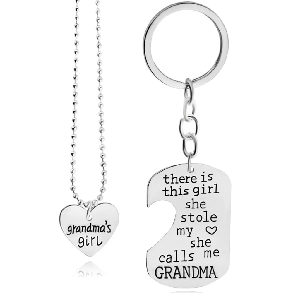 

Best Gift Heart Love There Is Girl She Stole My Heart She Call Me BAE/Grandma/Mommy/Grandpa/Gaddy/Nana Necklace Pendant Set