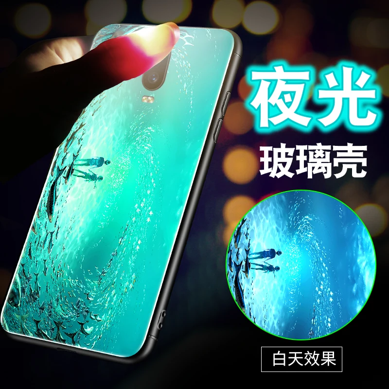 

For Xiaomi Mi 9T Pro Case Luxury Luminous Hard Tempered Glass Protect Cover Case for xiaomi mi 9t mi9t full cover phone shell