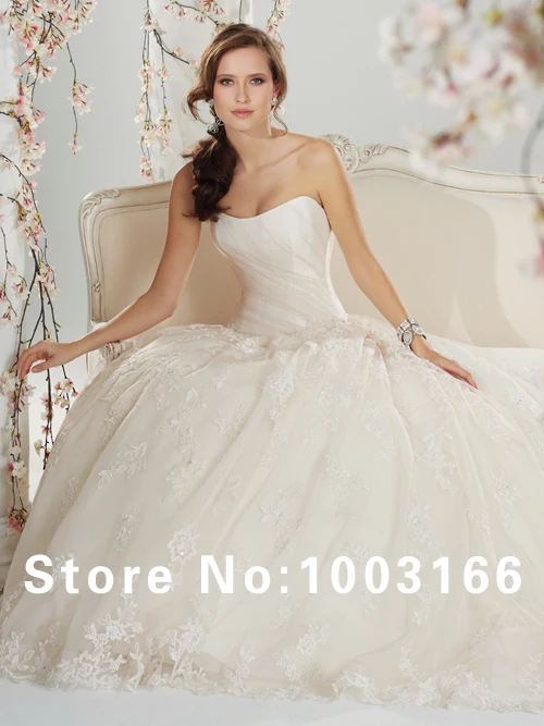 Hot Sale 2013 Modest Sexy A Line Strapless Sweetheart Lace Corset Back Court Train Wedding Dresses | Свадьбы и торжества