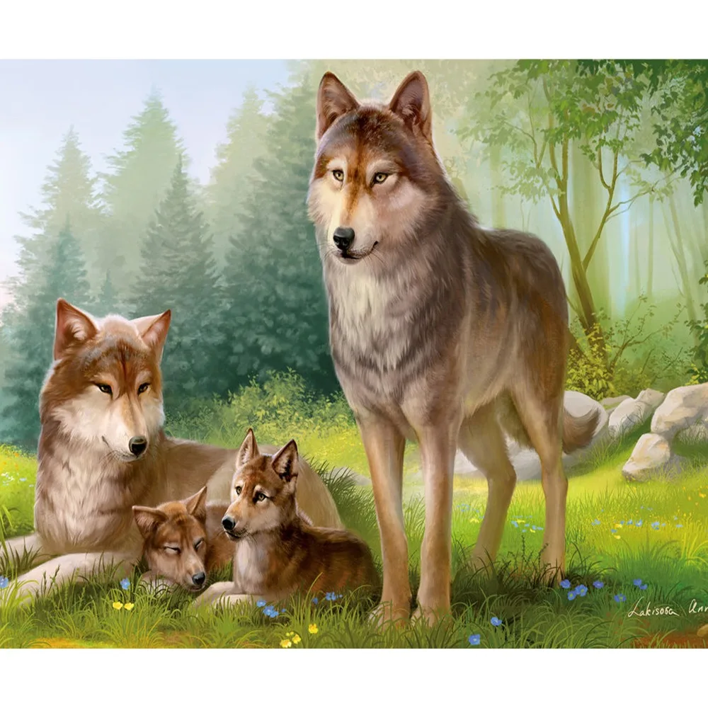 

Diamond Painting Cross Stitch Animal Full Square Diamond Embroidery Wolf Needlework Diamond Mosaic Rhinestones Unframed ZX2549