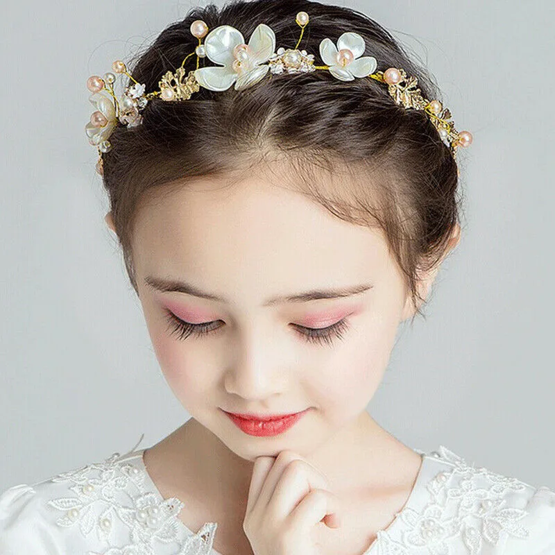 Newborn Baby Kids Girls Flower Pearl Headband Hair Band Accessories Headdress