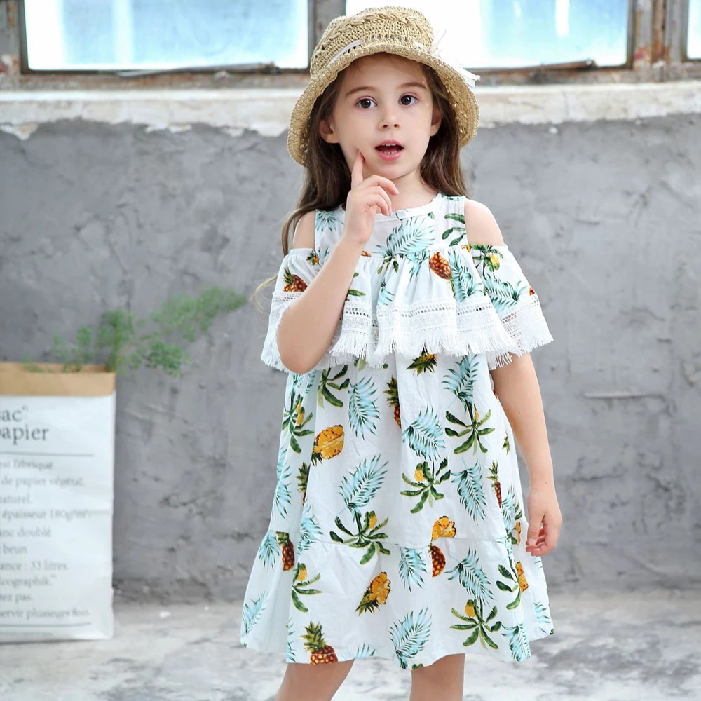 little girls print dresses cotton summer 2018 kids girl princess dress
