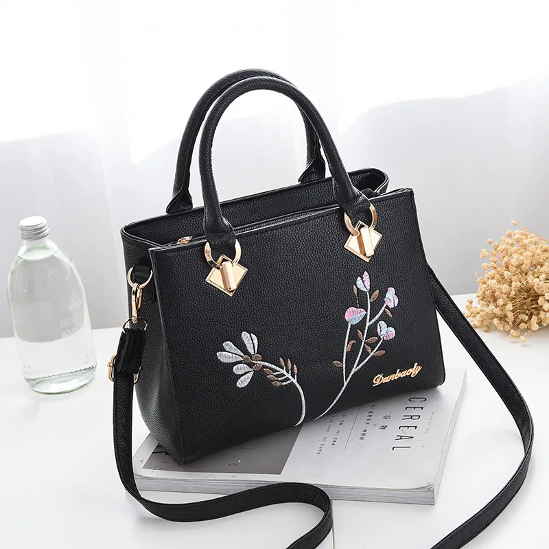 Женская сумка в винтажном стиле, повседневная сумка-тоут, модная женская сумка-мессенджер с верхней ручкой на плечо, Студенческая сумка, кошелек, новинка, черный, синий