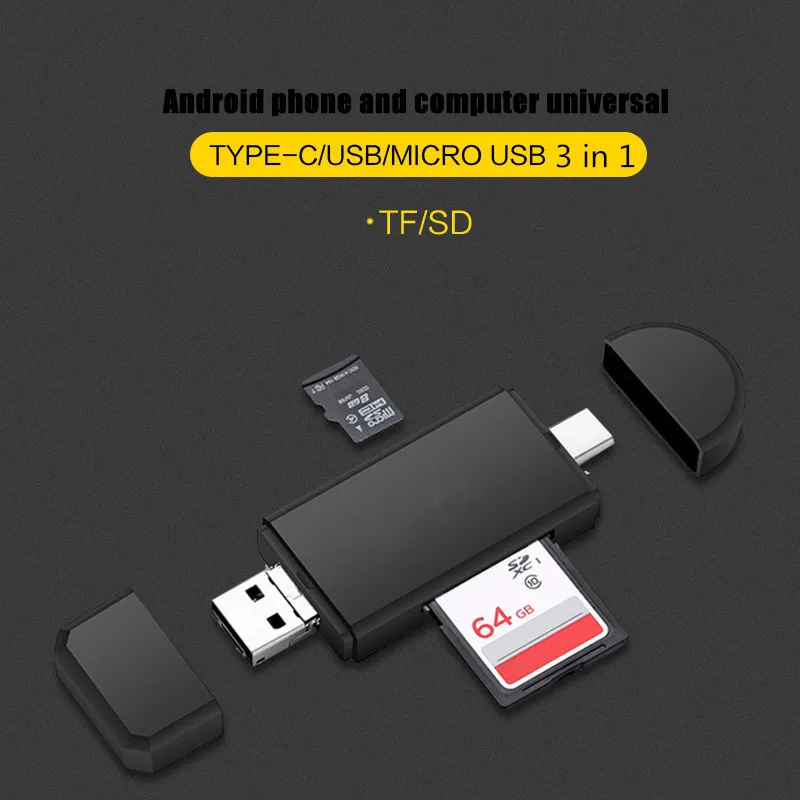 3 in 1 OTG Card Reader Type C &amp Micro USB High-speed USB2.0 Universal TF/SD for Android Computer Extension Readers | Компьютеры и