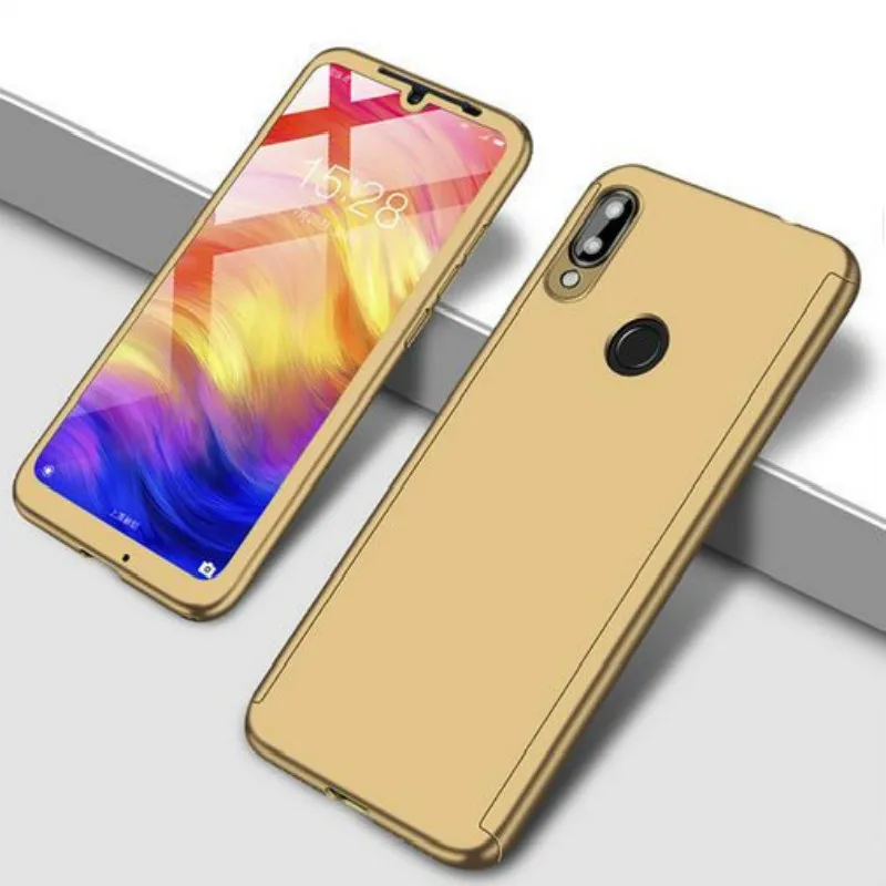 360 градусов полный чехол для телефона Xiaomi A2 lite Redmi Note 8 чехол Redmi 8A 5A 6A Note 7 6 5 Pro Чехол с защитой экрана - Цвет: Золотой