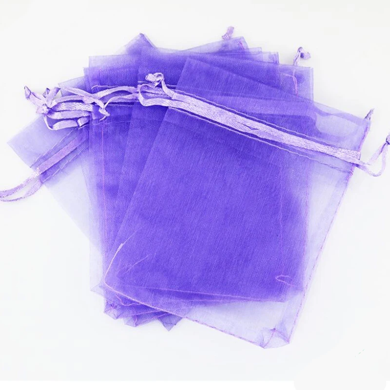 Маленькие мешочки из органзы 5X7 см 500 шт/партия темно-фиолетовые дешевые рождественские на шнурке ювелирные изделия подарочные сумки для колец Серьги Упаковка