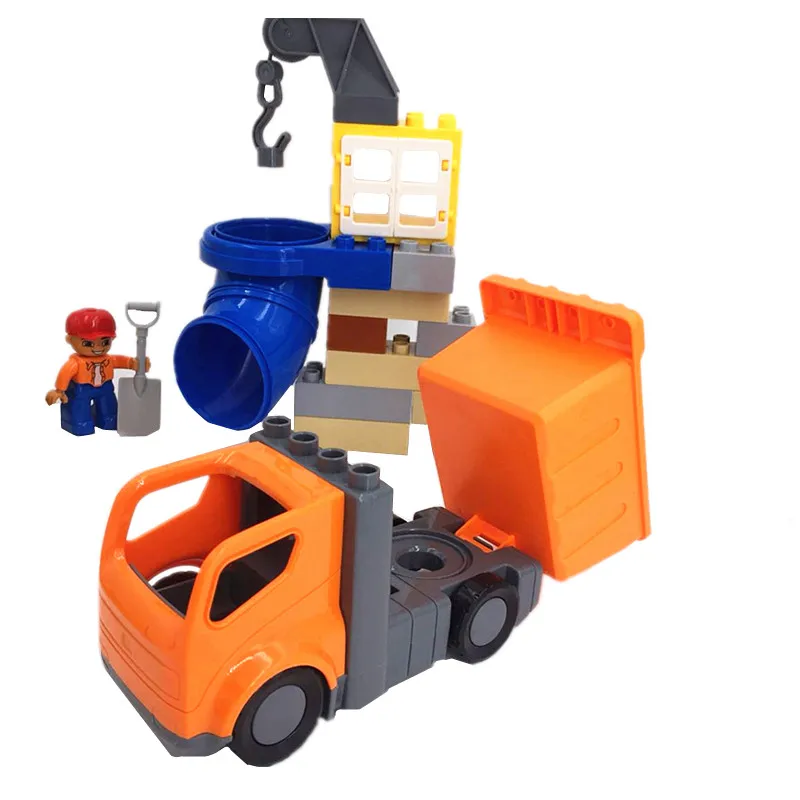 Diy занят строительный сайт Dumptruck экскаватор блок кирпичи дублированные игрушки