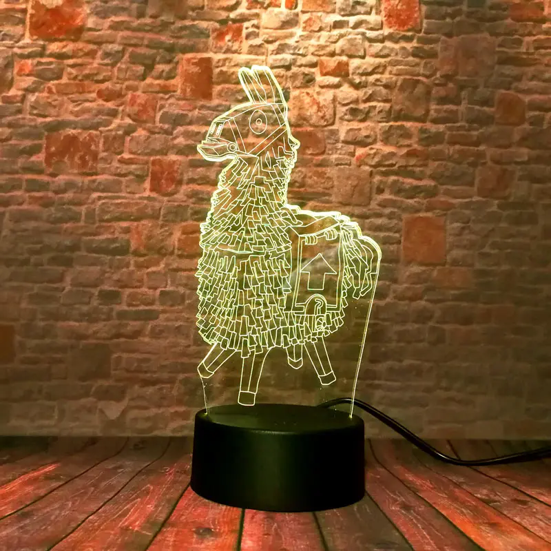  Llama Aniaml Figure 3D Illusion Led Lamp LED 7 Colors Changing Nightlight PUBG APEX Battle Royal Fi