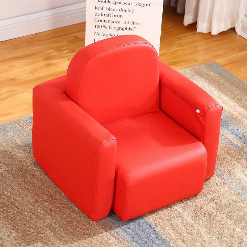 Детский диван-сиденье, кожаный Съемный и моющийся стол и стул, милый детский Одноместный мини-диван-скамейка - Цвет: 18