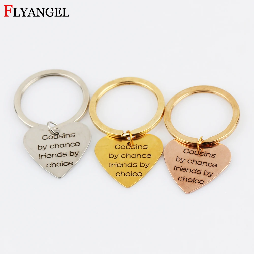 

Stainless Steel "Cousins by chance friends by choice "Best Friend Carved Keychains for Couple Friends Perfect Car Keyring Gifts