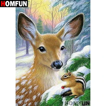 

HOMFUN Full Square/Round Drill 5D DIY Diamond Painting "Animal deer" Embroidery Cross Stitch 5D Home Decor Gift A07028