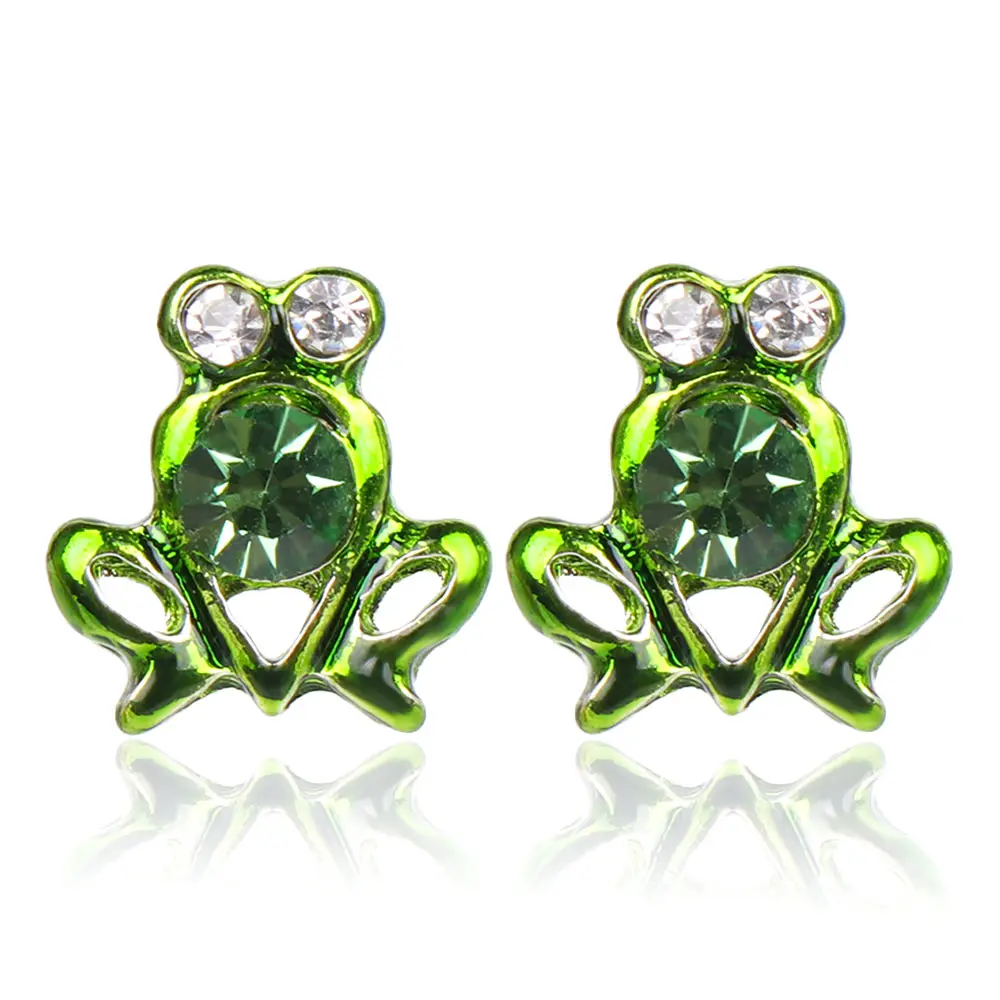 

2019 New Cute Crystal Frog Stud Earrings For Women Fashion Personality Exaggerated Metal Animal Earrings Party Jewelry