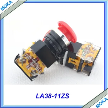 

High Quality 10pcs a lot LA38-11ZS 22MM Diamater Mushroom Emergency Stop Push Button 1NO + 1NC