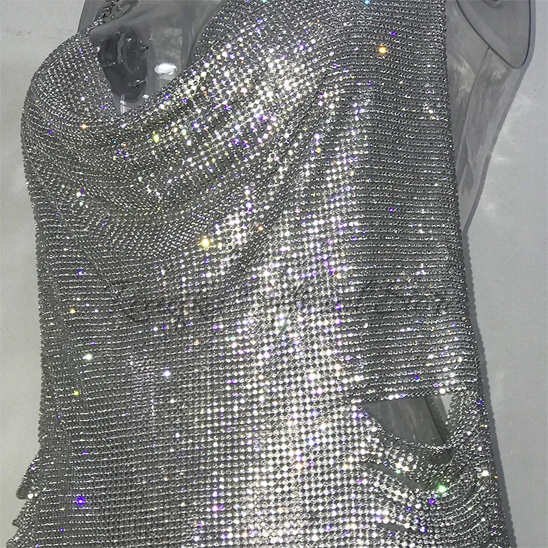 Роскошные сексуальные женские вечерние платья с металлическими бриллиантами и кристаллами, летнее платье на бретелях с золотыми и серебряными блестками для ночного клуба Vesitos