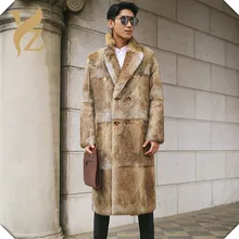 Модная верхняя одежда из натурального кроличьего меха, Длинные мужские пальто из натурального кроличьего меха, верхняя одежда из меха, модная верхняя одежда