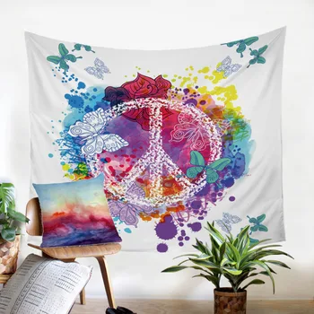 BeddingOutlet Watercolor Butterfly Tapestry Wall Hanging Home Decoration Colorful Printed Tapestry Peace Design Table Cloth 2