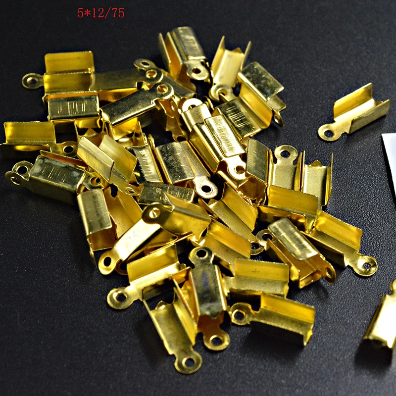 FLTMRH 35pcs 5*12mm Metal End Caps End Clasps For Leather Cord Gold