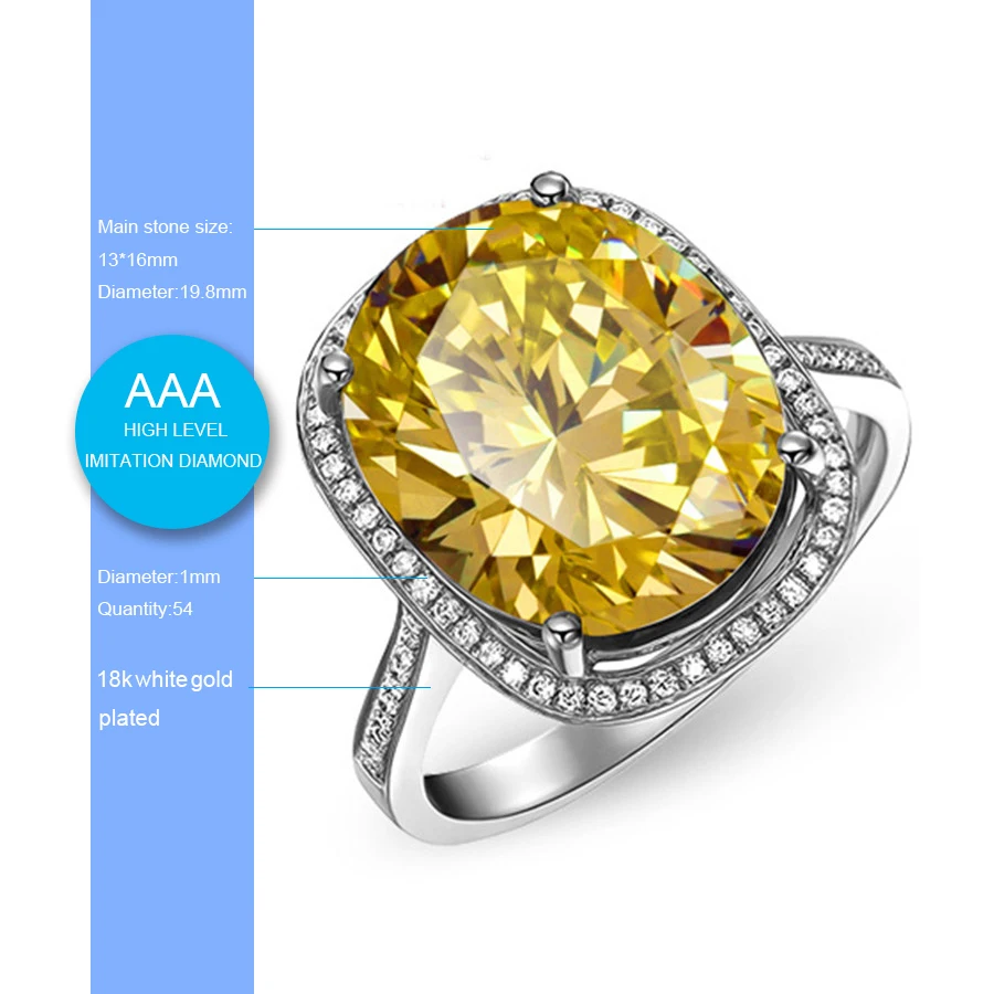 Brand-Jewelry-SHIPEI-Cubic-Zirconia-Classy-Yellow-CZ-Ring-In-Plated-White-Gold-with-Top-Square