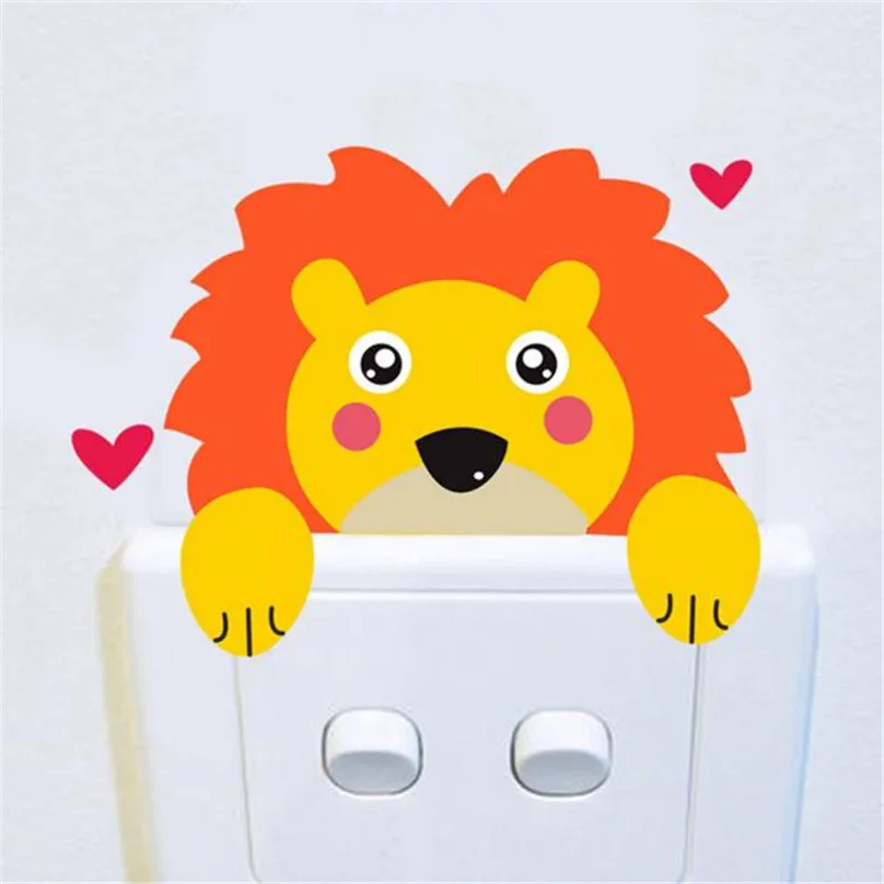 

Cute Animal Wall Stickers Lion Light Switch Sticker Hot Sale Decals Art Colorful Mural Sticker kids Decal Adesivo De Parede 2017