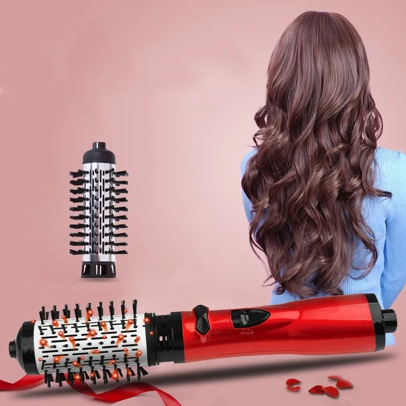 

2019 New Electric Hair Dryer Brush 2 In 1 Hair Straightener Roller Curling Rod Rotating Iron Brush One Step Hair Curler Brush