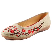2017 neue Frauen Blume Wohnungen Slip Auf Baumwollgewebe Freizeitschuhe Komfortable Runde Kappe Student Flache Schuhe Frau Plus
