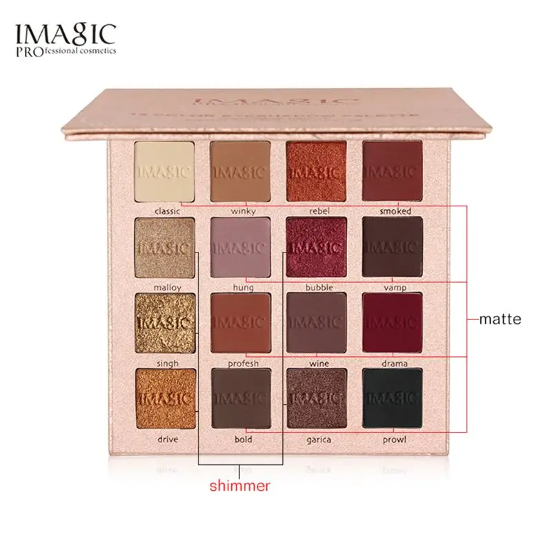 

IMAGIC 16 Colors Matte Shimmer Cosmetic Eye Shadow Makeup Eyeshadow Palette Gift 13.2x13.2x1cm