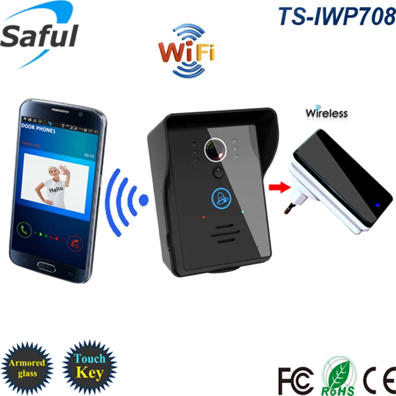 

Saful Wifi IP Video Door Phone With Interior Doorbell Night Vision Detection Intercom System Support Android & Ios APP