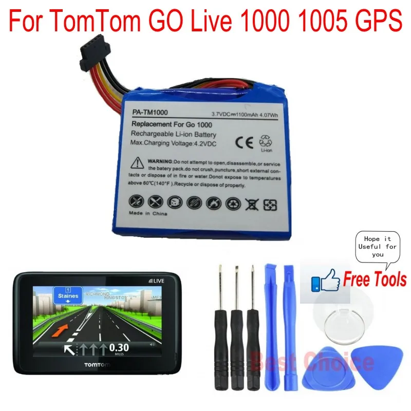 1100mAh 4.07Wh аккумуляторная батарея для TomTom GO Live 1000 1005 GPS Замена AHL03711018 + Бесплатные