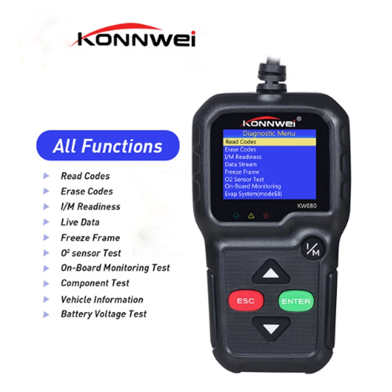 

OBD2 Scanner OBD Car Diagnostic Auto Diagnostic Tool KONNWEI KW680 Read Clear Fault Error Codes Russian OBD2 Automotive Scanner