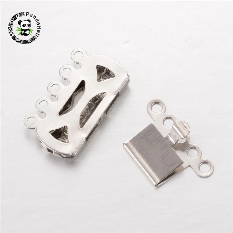 10sets Rectangle 304 Stainless Steel Box Clasps Multi-Strand Clasps 24.5mm 20mm