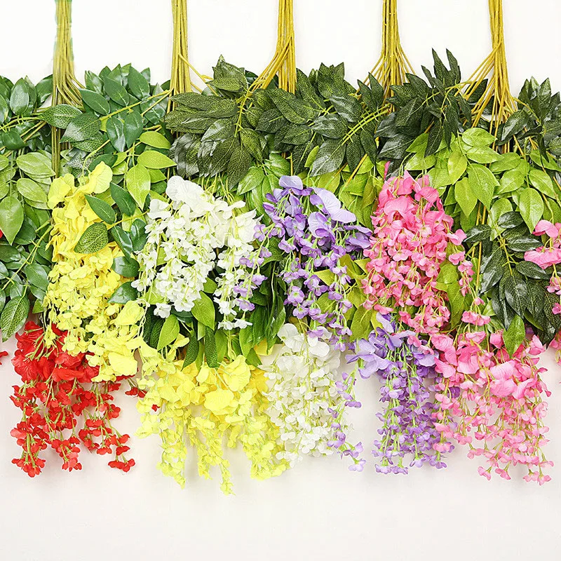

12pcs 105-110cm Artificial Wisteria Flower Rattan Wisterias Flowers Simulation Wisteria Flower Garlands Bean Vine Flowers