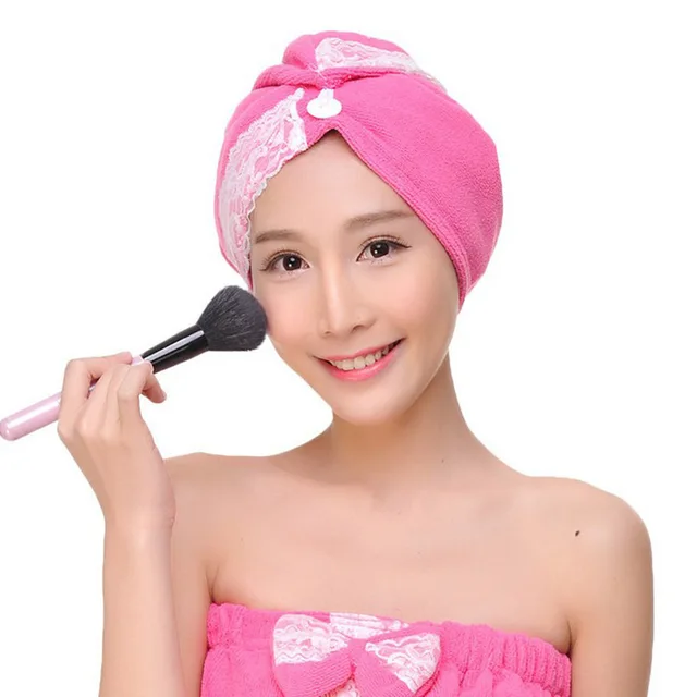 Cheap 63* 25cm Hair Drying Towel Quick-Dry Hair Towel With Lace Deco Cheap 63* 25cm Hair Drying Towel Quick-Dry Hair Towel With Lace Deco