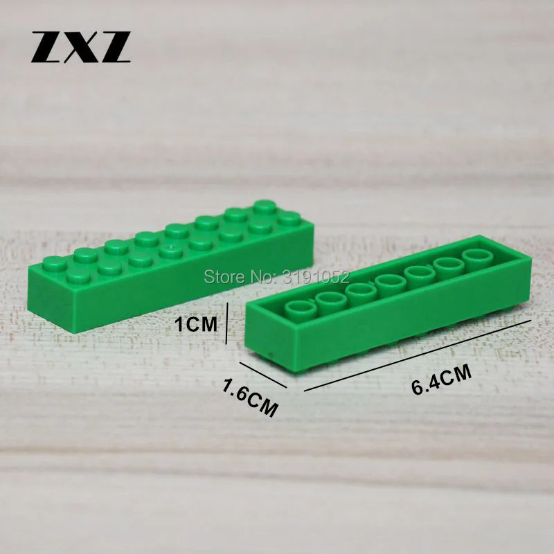 

50pcs/lot High Brick 2x8 DIY Building Blocks Enlighten ABS MOC Bricks Compatible With Legoes 3007