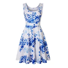 Summer Fashion Women Sleeveless Casual Tank Dress Floral Dress Ladies Sun Short Dress fashion floral imprint sleeveless skater dress