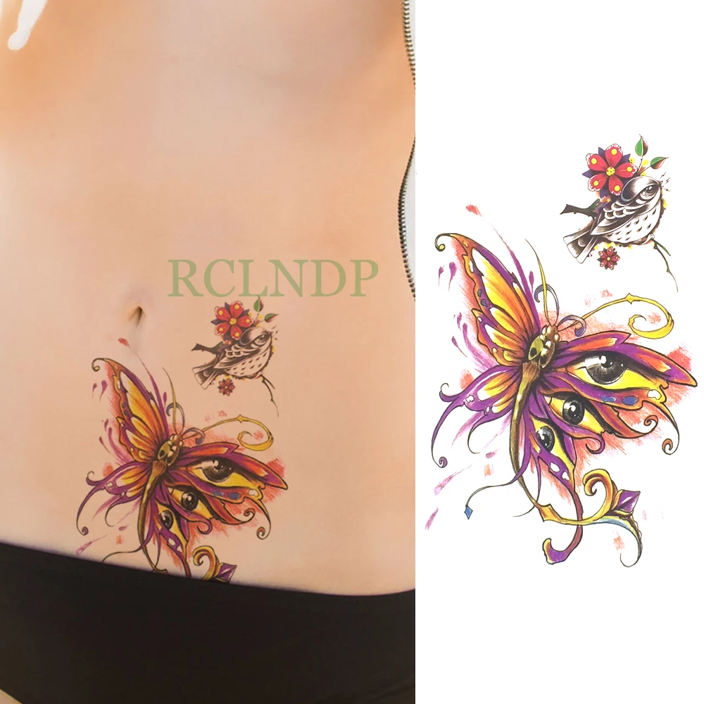 

Waterproof Temporary Tattoo Sticker Butterfly Bird Fake Tatto Flash Tatoo Back Leg Arm belly big size for Women girl Men