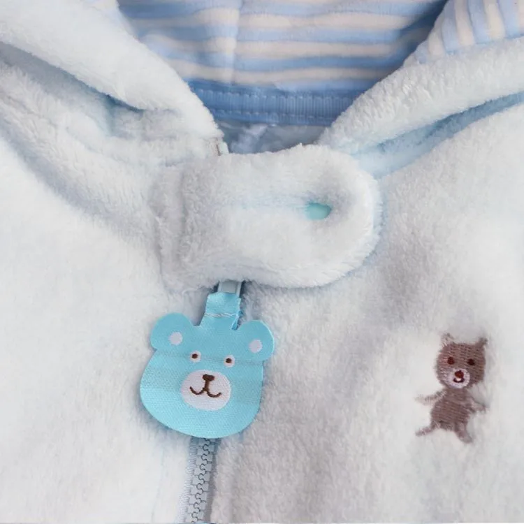 Детские комбинезоны для новорожденных мальчиков и девочек, комбинезон с капюшоном из кораллового флиса с рисунком медведя, осенне-зимняя одежда для малышей 0-9 месяцев