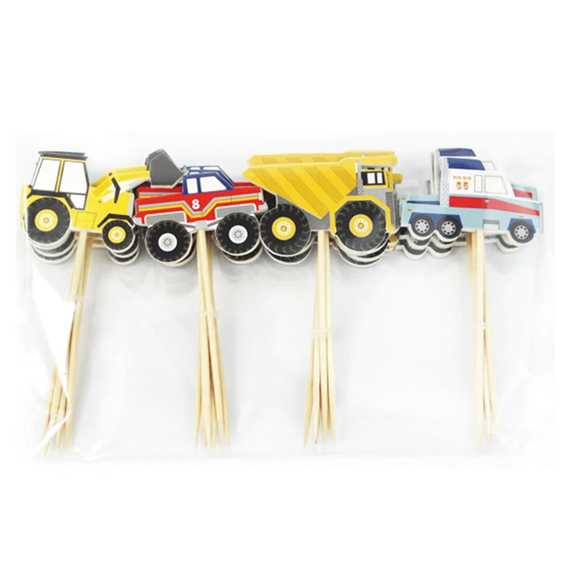 

24Pcs Cake Card Cupcake Picks Cake Dessert Inserted Card Prod With Car Tractor Pattern Kids Party Cakes Decorating Tool
