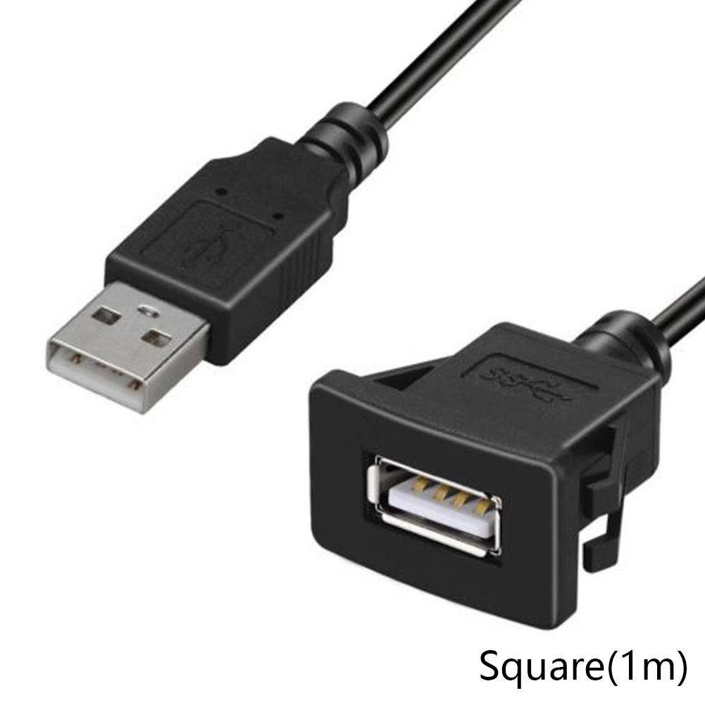 1 м 2 м Удлинительный кабель Многофункциональный квадратный круглый тире доска мужчин и женщин USB 2,0 зарядный Соединительный кабель для разъема панели автомобиля звук