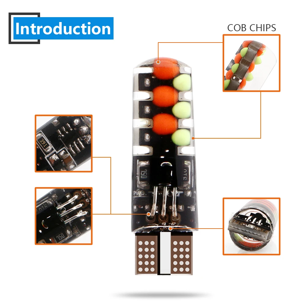 YM E Bright 2 шт./компл. T10 COB 12 SMD RGB 194 168 W5W В Автомобильная фотолампа новый стиль с