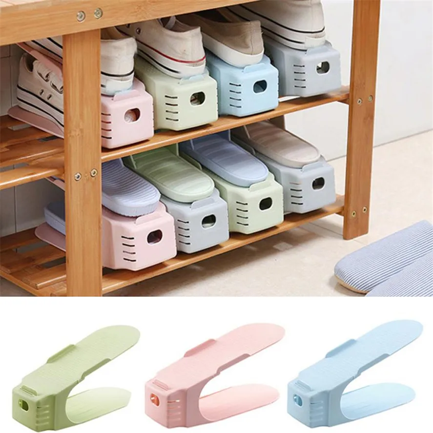 Multi-colored Display Rack Shoes Organizer Space-Saving Plastic Rack Storage