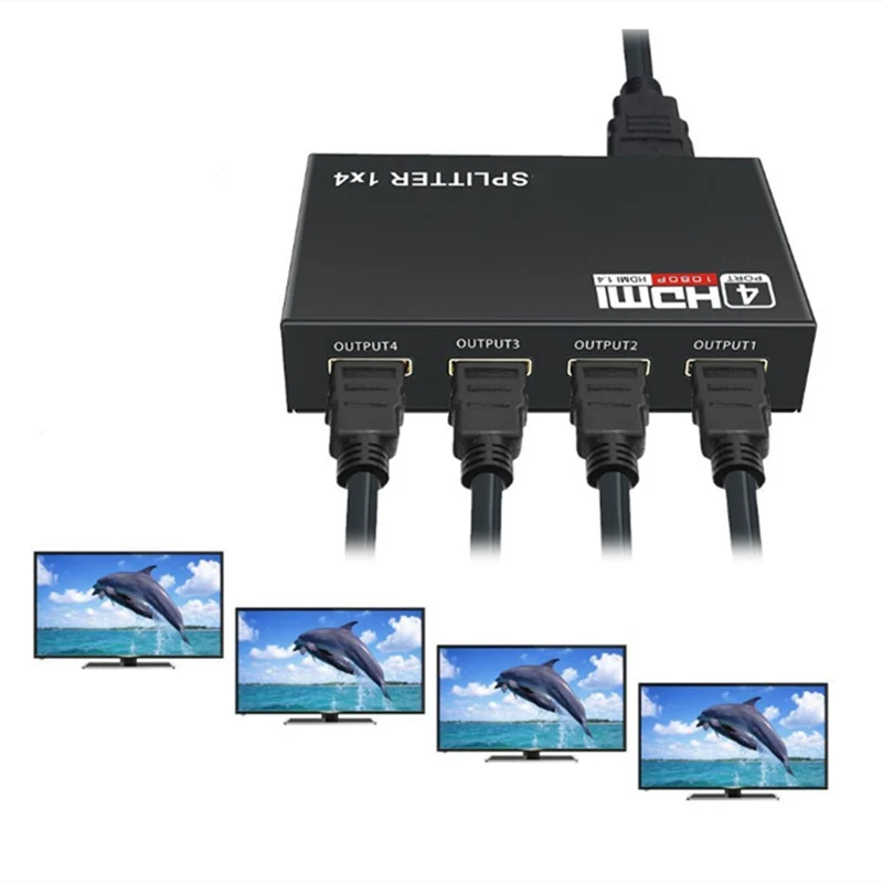 Trumsoon 1 In 4 Out HDMI Splitter 4 Ports 1080P 3D 1X4 HDMI Adapter Switch for PC HDTV Laptop Monitor Trumsoon 1 In 4 Out HDMI Splitter 4 Ports 1080P 3D 1X4 HDMI Adapter Switch for PC HDTV Laptop Monitor